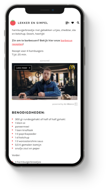 mobieltje met beeld van een recept van Lekker en Simpel