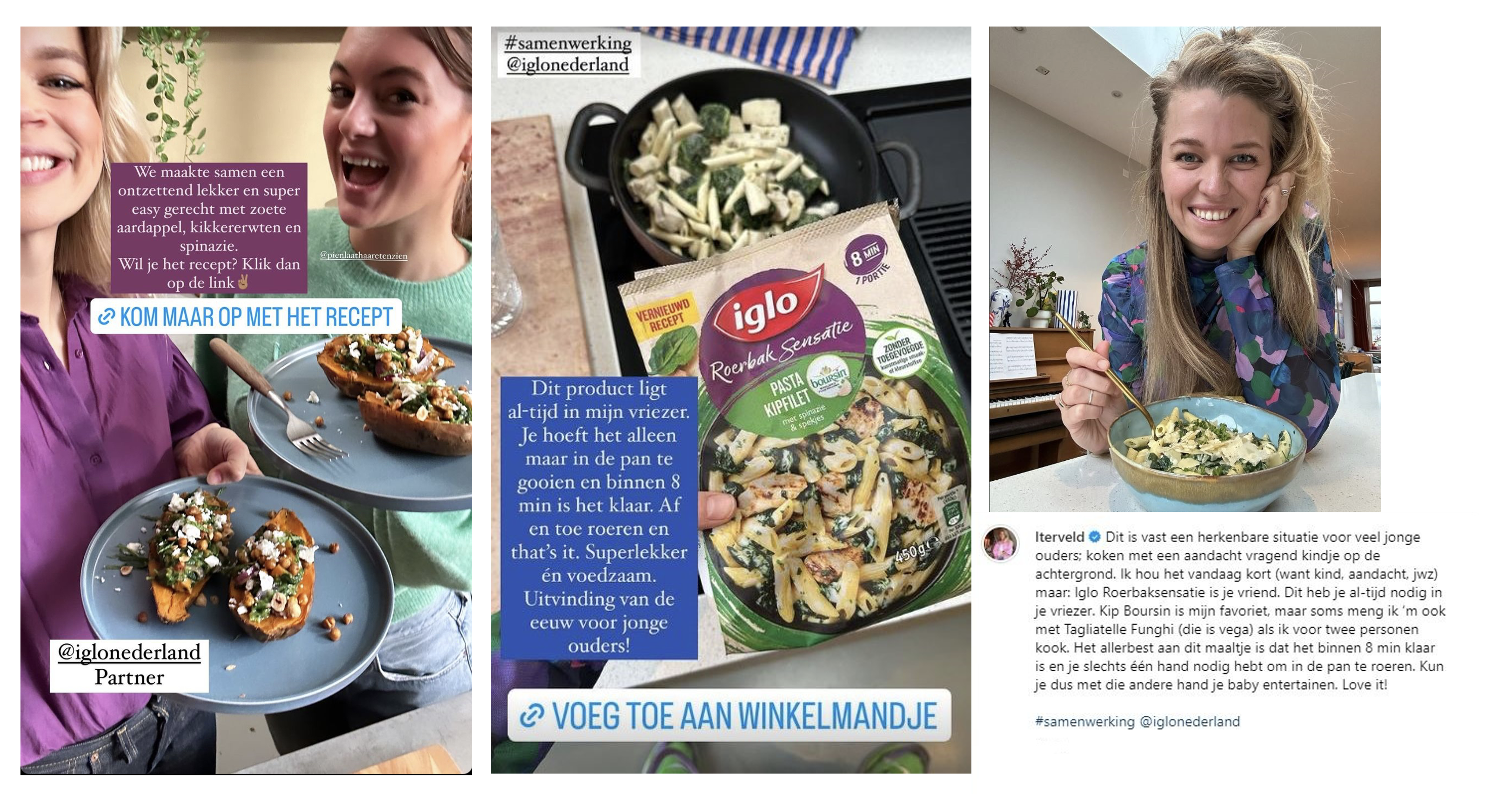 Posts Instragram influencersamenwerking met Iglo